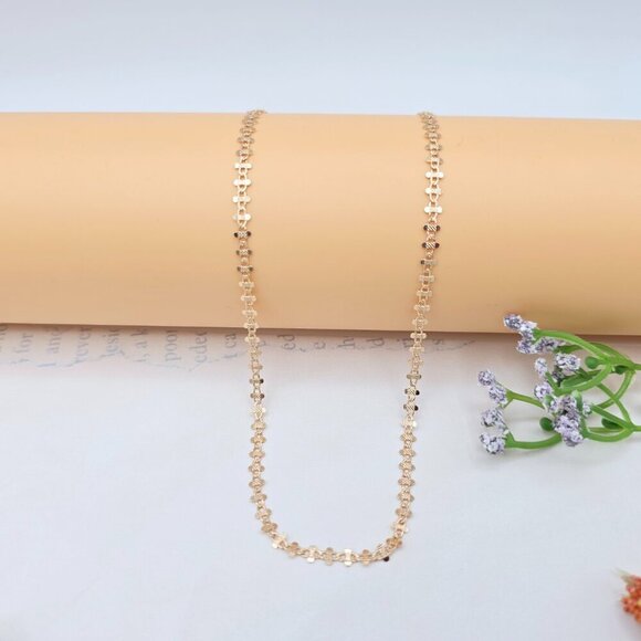 Rose Gold Plated Brass Necklace with Elegant Pattern – 17.7 Inches, XPNL0024 - Picture 7 of 12